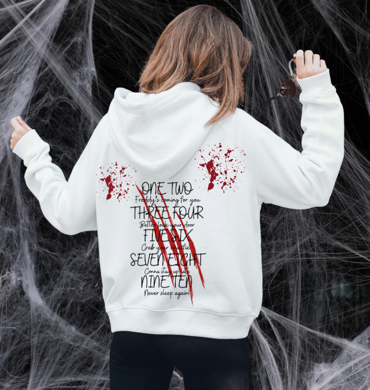 One Two Freddy's Coming for You White Hoodie