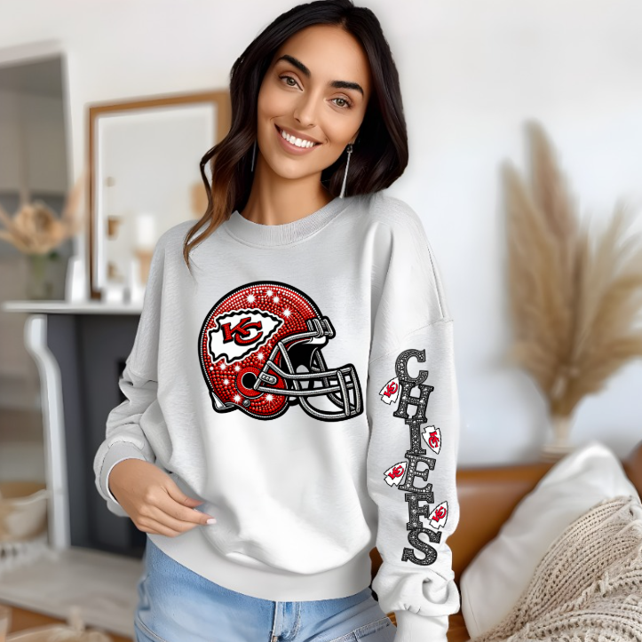 KC Chiefs Sweatshirt with Arm Sleeve Design
