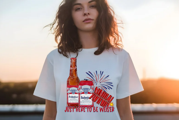 Just Here to be Wiser Funny Budweiser T-shirt