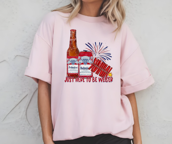 Just Here to be Wiser Funny Budweiser T-shirt