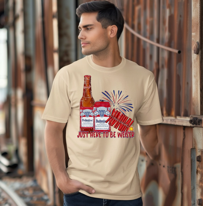 Just Here to be Wiser Funny Budweiser T-shirt