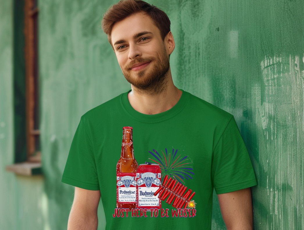 Just Here to be Wiser Funny Budweiser T-shirt