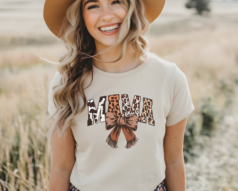 Cow Print Leopard Print Mama T-shirt