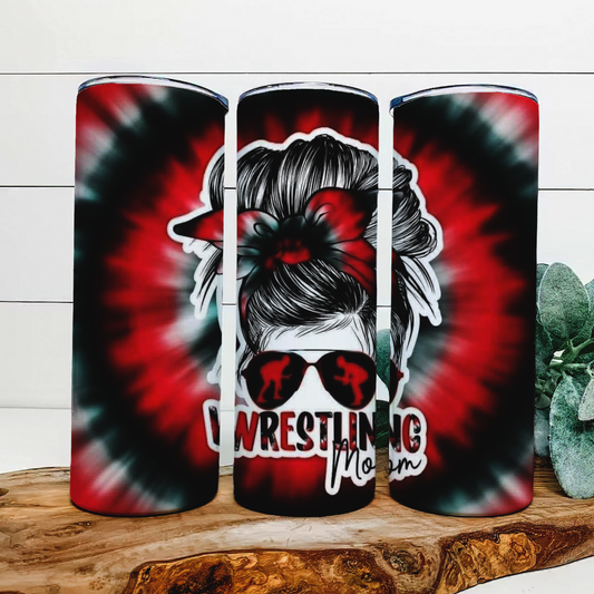 Red, Black, and White Wrestling Mom Tumbler