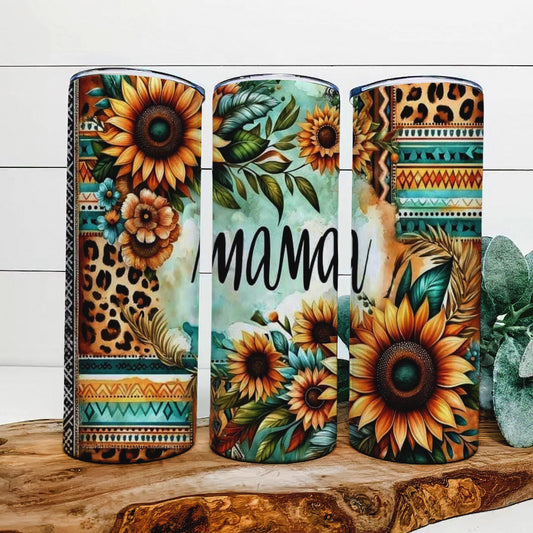 Sunflower Leopard Print Mama Tumbler