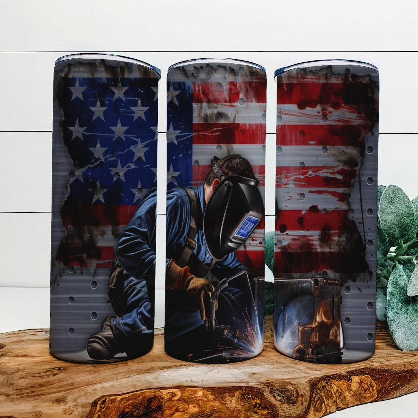 American Flag Welder Tumbler