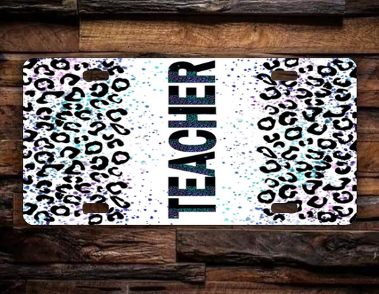 Leopard Print Teacher License Plate