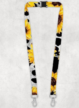 Sunflower and Cow Print Lanyard