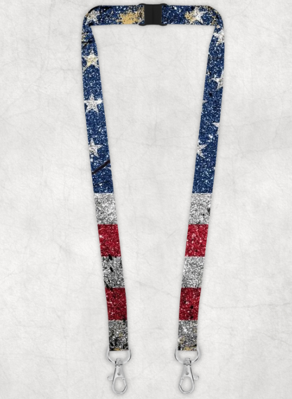 Glitter American Flag Lanyard