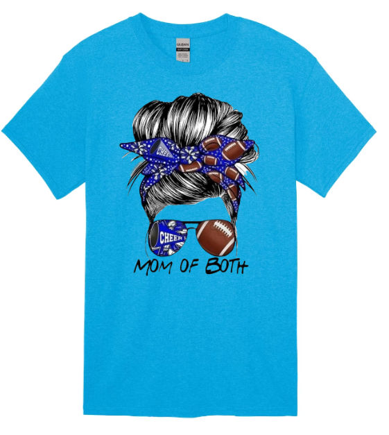 Blue Themed Football/Cheer Mom Tee