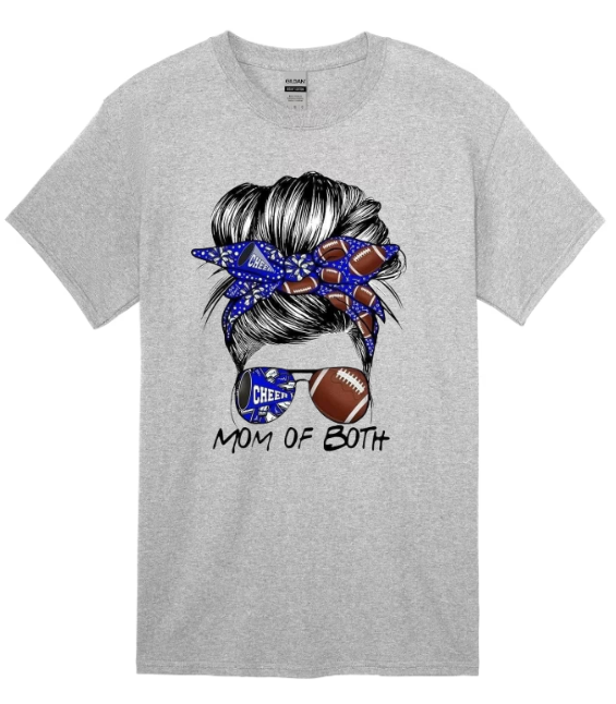 Blue Themed Football/Cheer Mom Tee