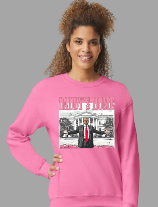 Daddy's Home Sweatshirt - PINK DESIGN WITH RED TIE