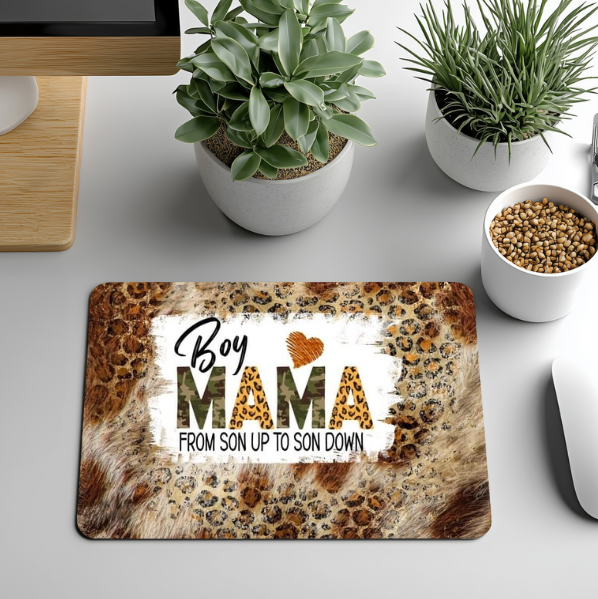 Boy Mama Leopard Print Mouse Pad