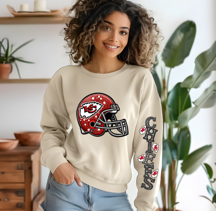 KC Chiefs Sweatshirt with Arm Sleeve Design