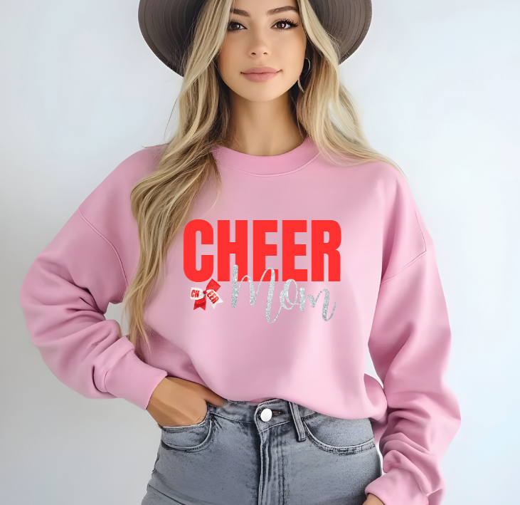 Cheer Mom Graphic Crew Neck Sweatshirt