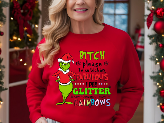 I Pee Glitter, Grinch Crew Neck Sweatshirt