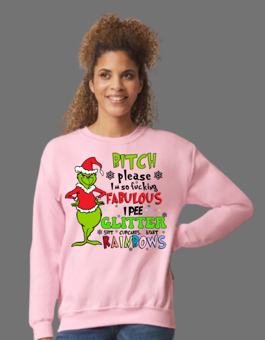 I Pee Glitter, Grinch Crew Neck Sweatshirt