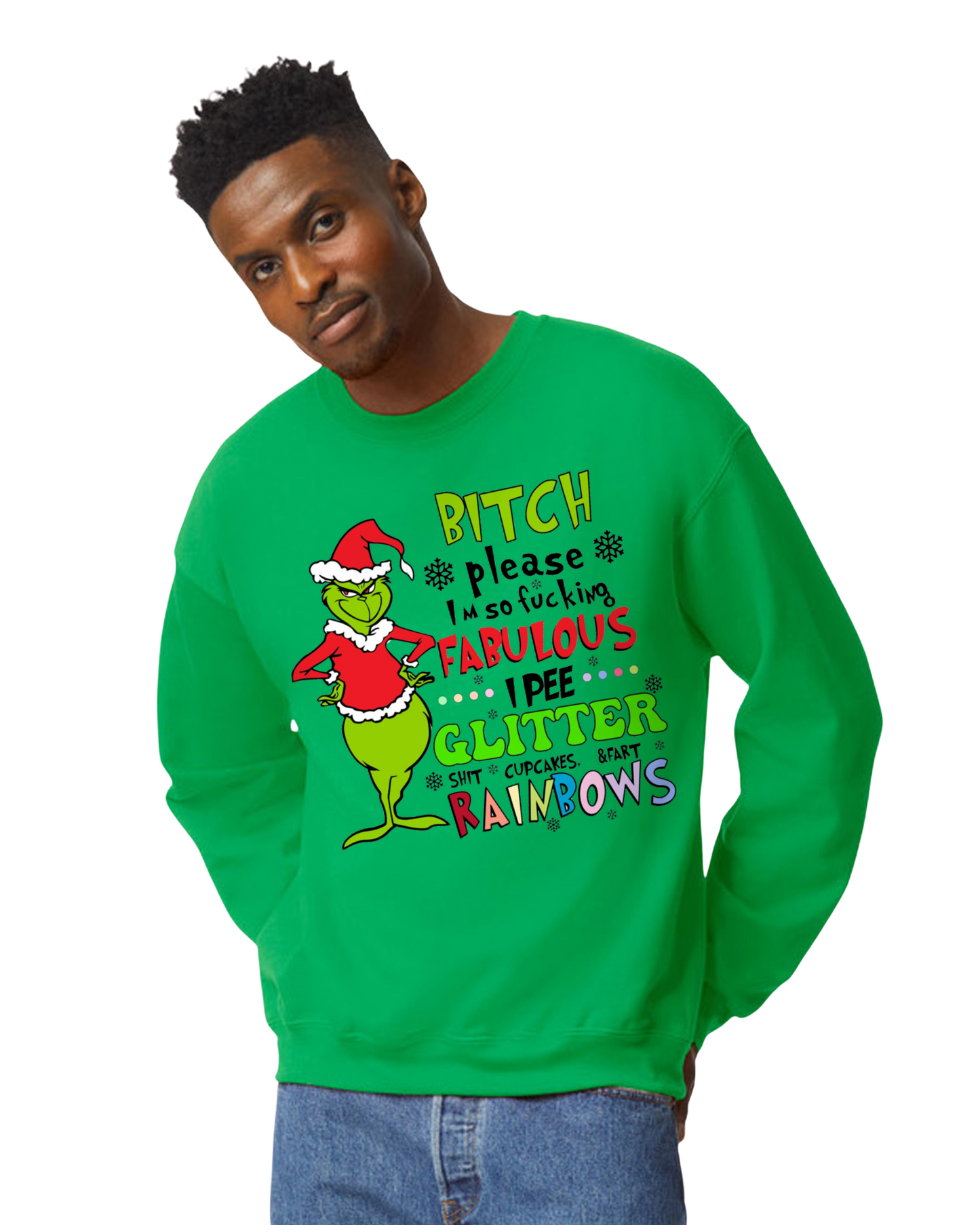 I Pee Glitter, Grinch Crew Neck Sweatshirt